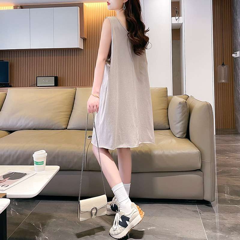 シンプル楽ちんチュニックワンピース