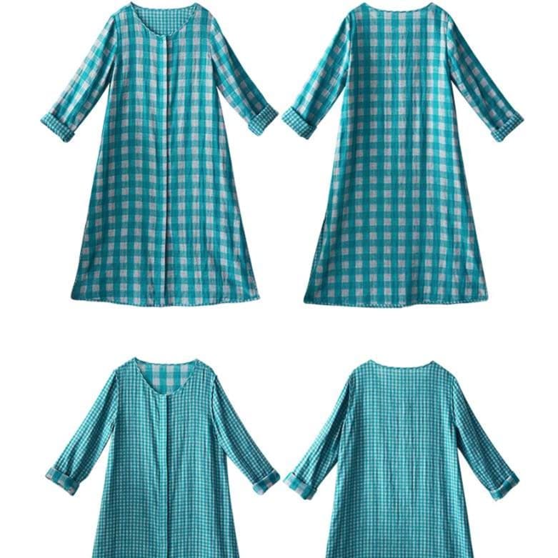 ギンガムチェック重ね着風チュニックワンピース