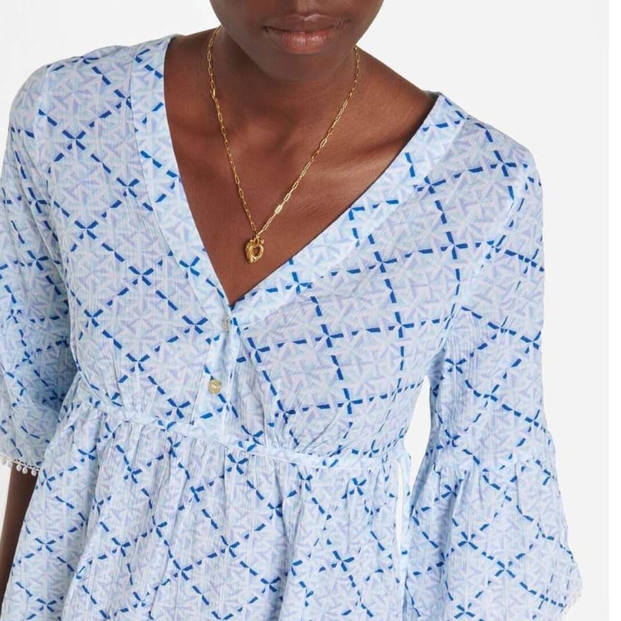 格子柄レース付きチュニックワンピース