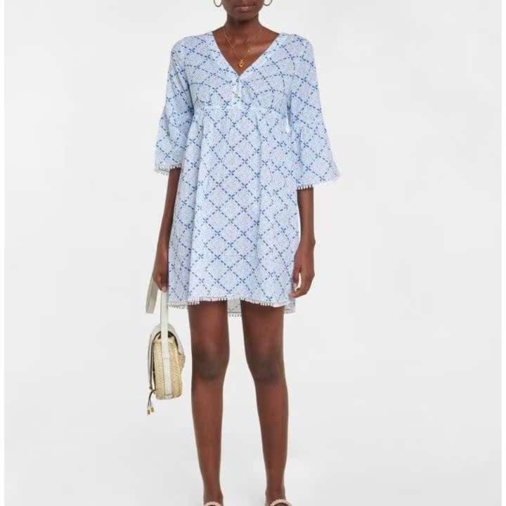 格子柄レース付きチュニックワンピース