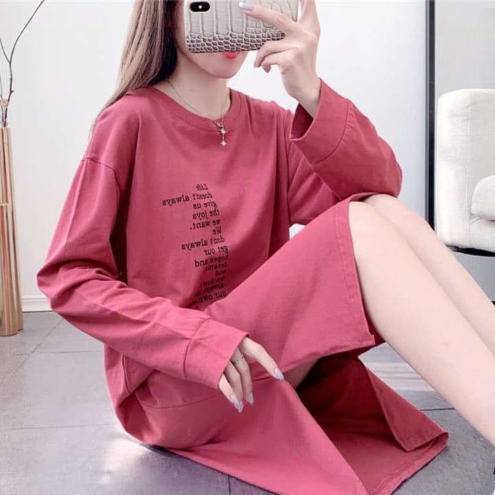 シンプルレタリングロング丈チュニック