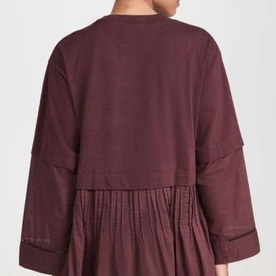 シンプルギャザー切替チュニックワンピース