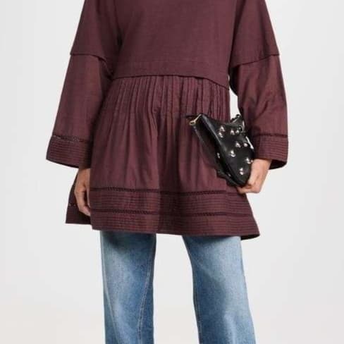 シンプルギャザー切替チュニックワンピース