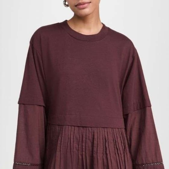 シンプルギャザー切替チュニックワンピース