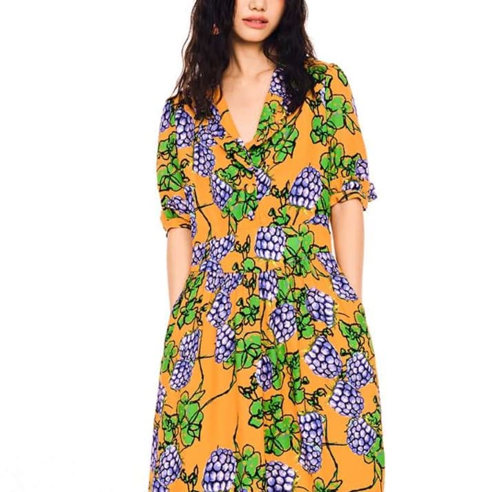 ぶどう柄シアーチュニックワンピース