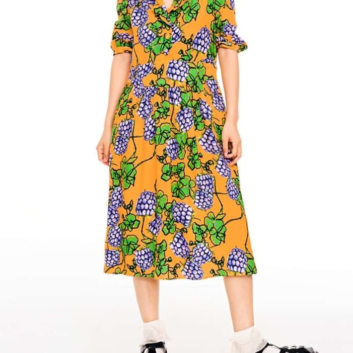 ぶどう柄シアーチュニックワンピース