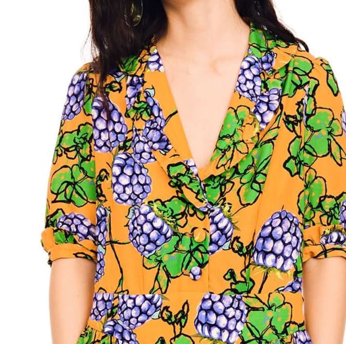 ぶどう柄シアーチュニックワンピース