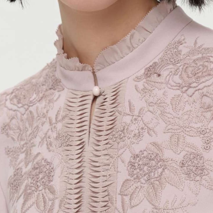 刺繍レース付きチュニックワンピース