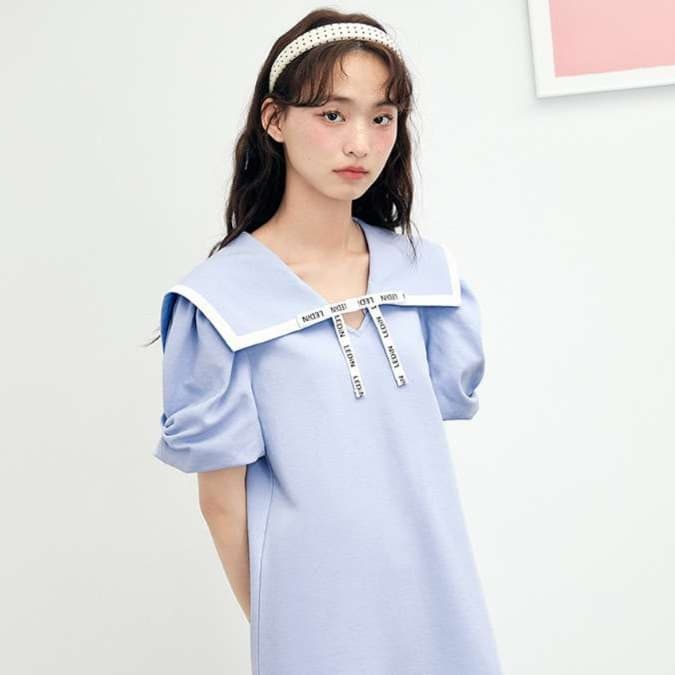 マリン風セーラーカラーチュニックワンピース