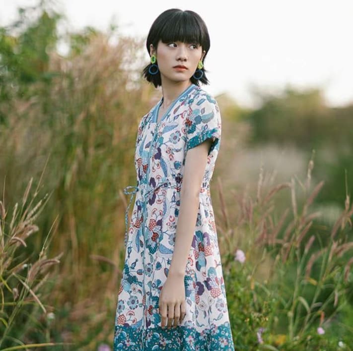 花柄シフォンチュニックワンピース