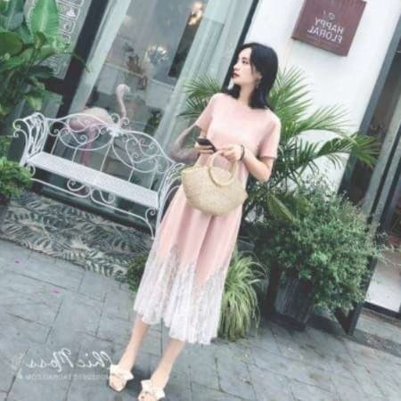 レース切替チュニックワンピース