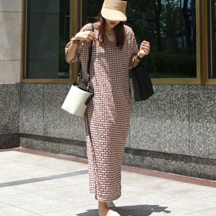 ギンガムチェック チュニックワンピース