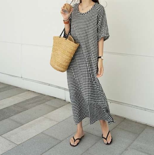 ギンガムチェック チュニックワンピース