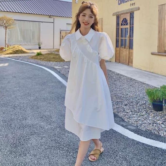 シンプル優美チュニックワンピース