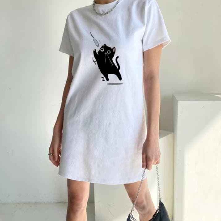 のぞき見ねこちゃん チュニックワンピース