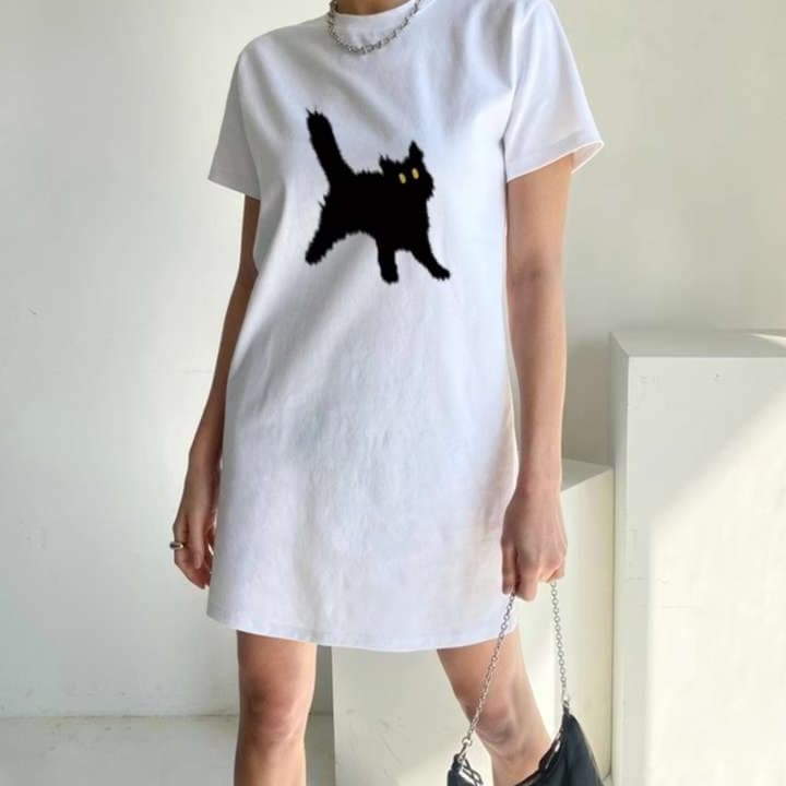 のぞき見ねこちゃん チュニックワンピース