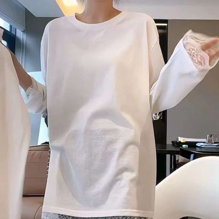 レース裾チュニックシャツ