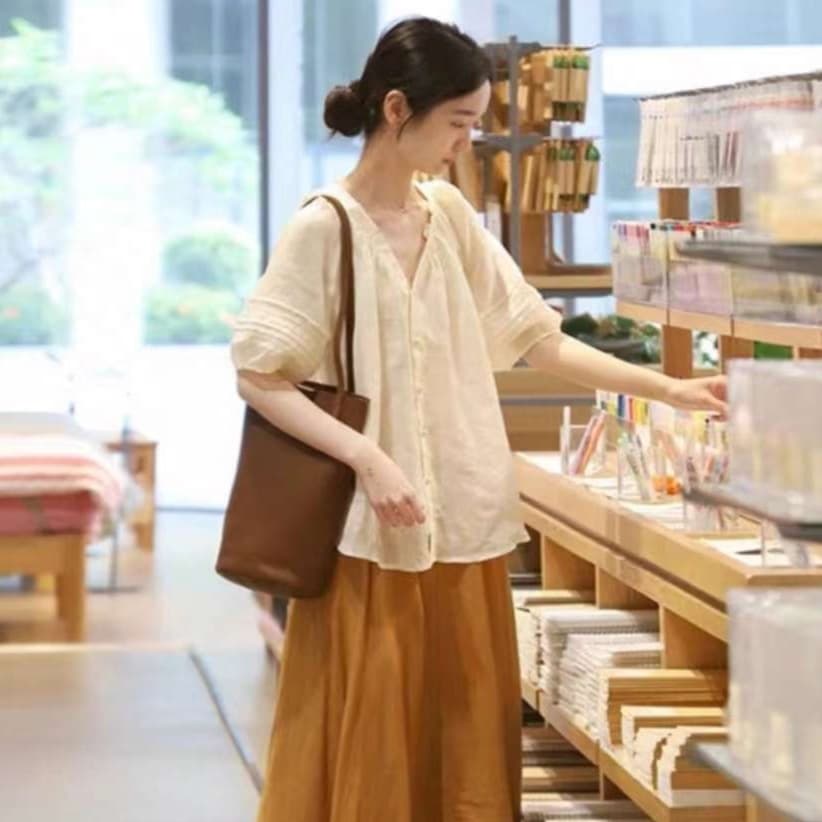 ゆったりコットンチュニックシャツ