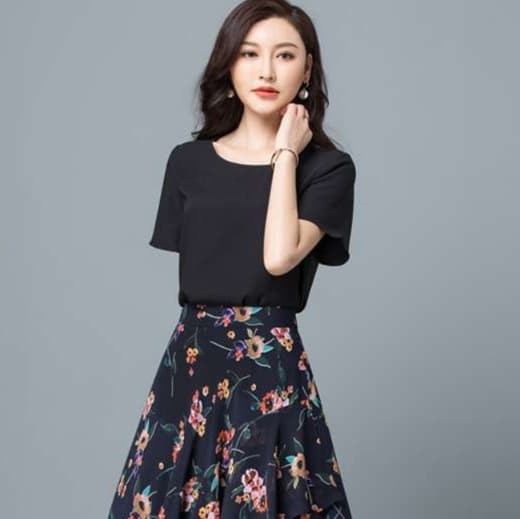 優雅な花柄マキシチュニック