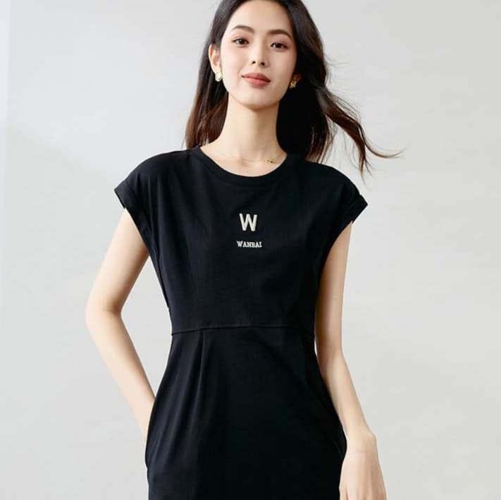 シンプル美シルエットチュニックワンピース