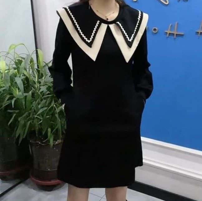 ダブル襟チュニックワンピース