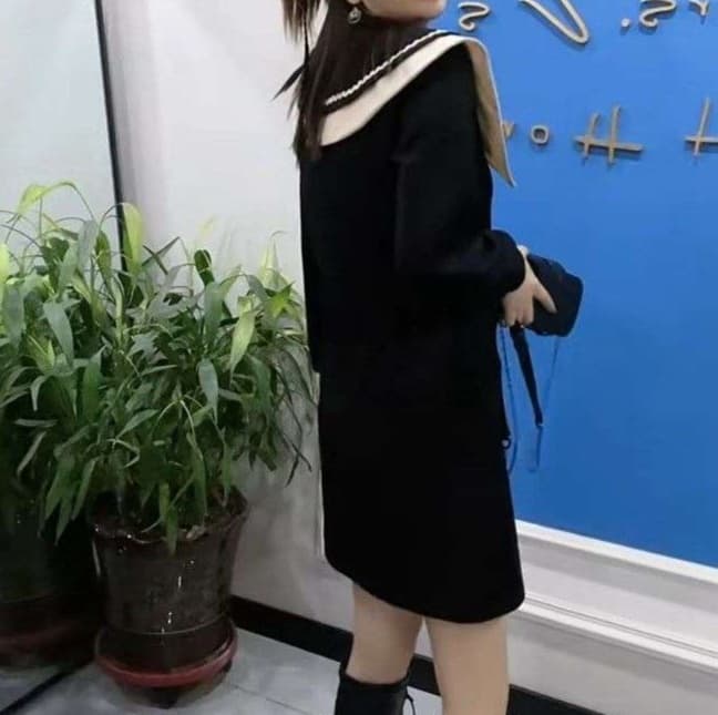 ダブル襟チュニックワンピース