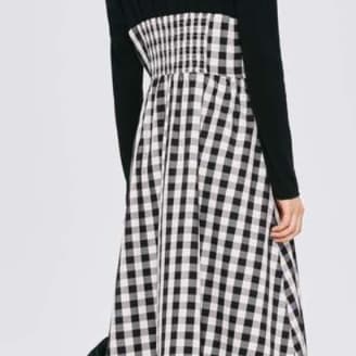 長袖チェック柄チュニックワンピース