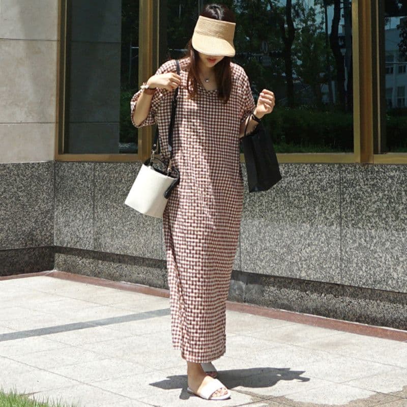 ギンガムチェック チュニックワンピース