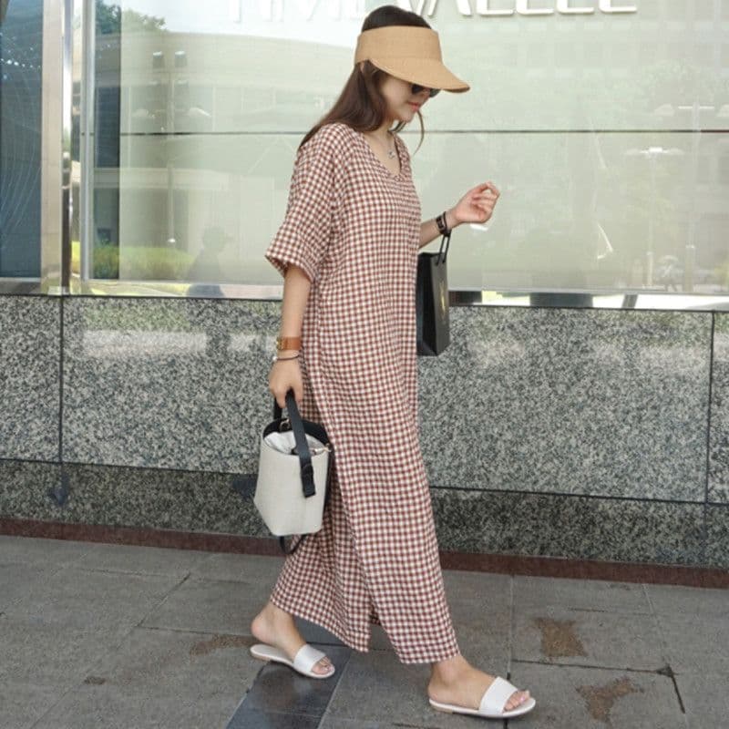 ギンガムチェック チュニックワンピース