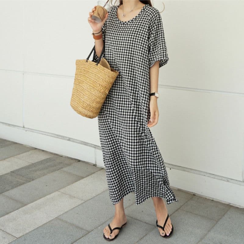 ギンガムチェック チュニックワンピース