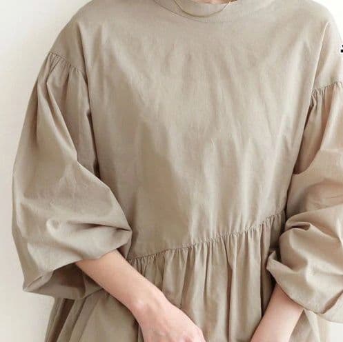 ふんわり袖チュニック長袖ブラウス体系カバー着回しシャツ