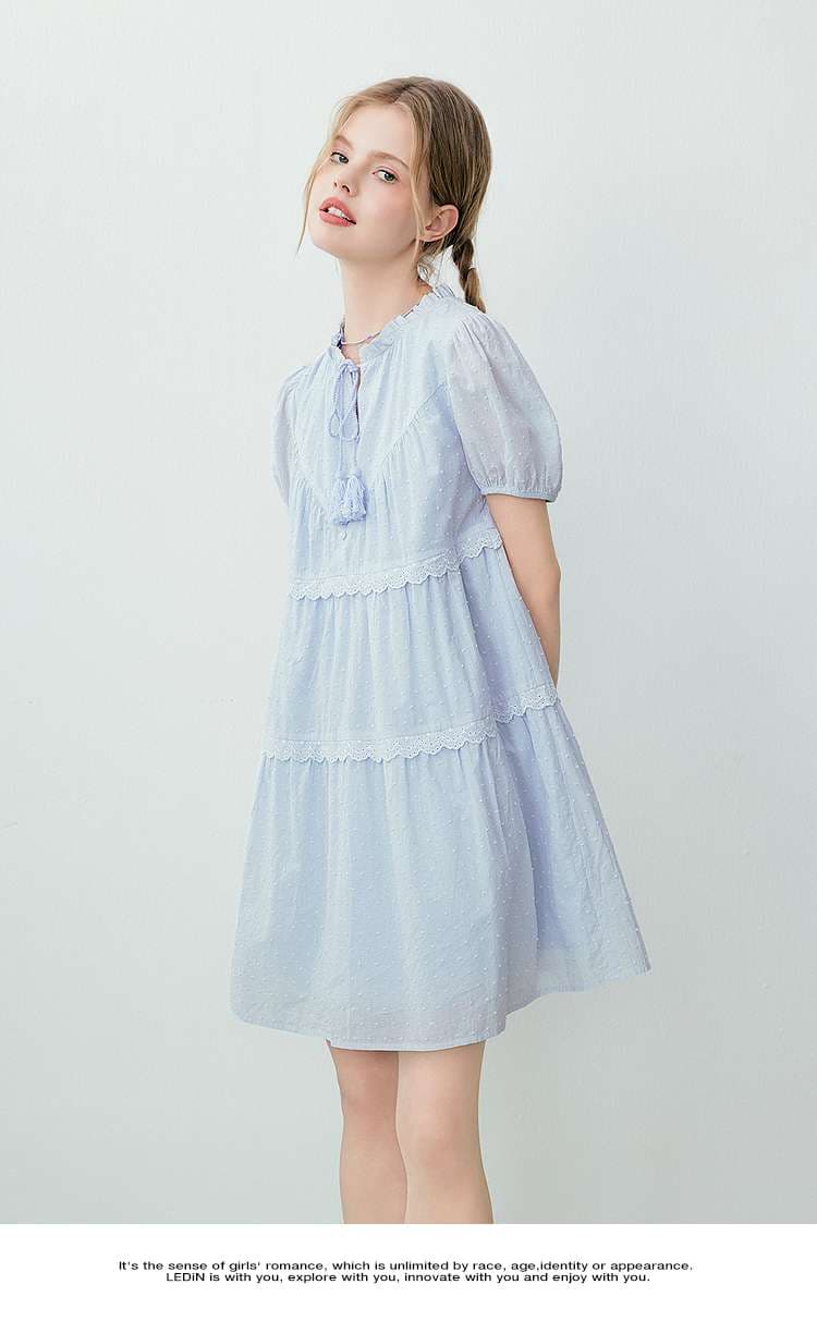チュニック シフォンドットデザイン パフスリーブワンピース