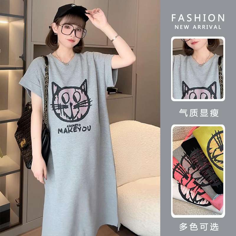 ねこプリントチュニックワンピース