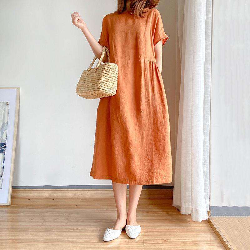 涼やかリネン素材チュニックワンピース
