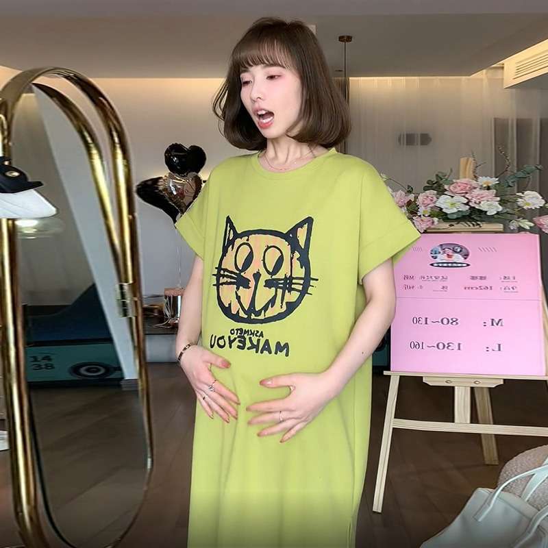 ねこプリントチュニックワンピース