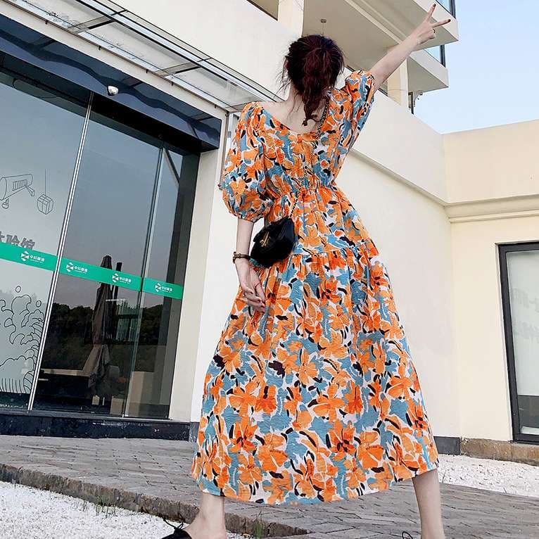 花柄シフォンチュニックワンピース