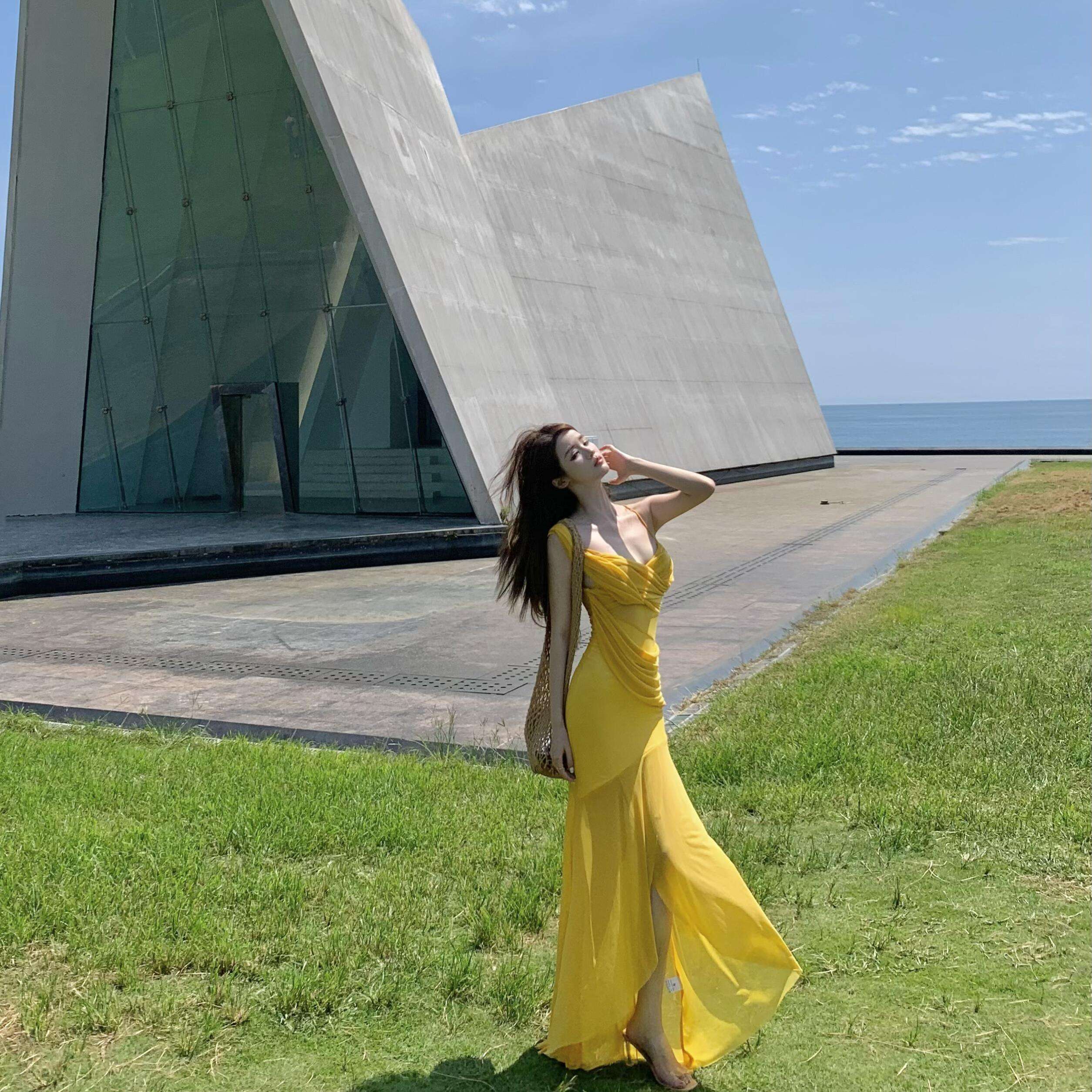 優美なマーメイドチュニックロングワンピース