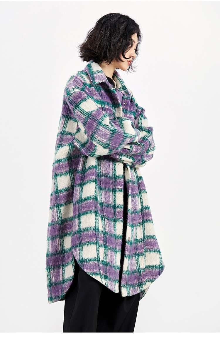 もこもこチェックオーバーサイズチュニック