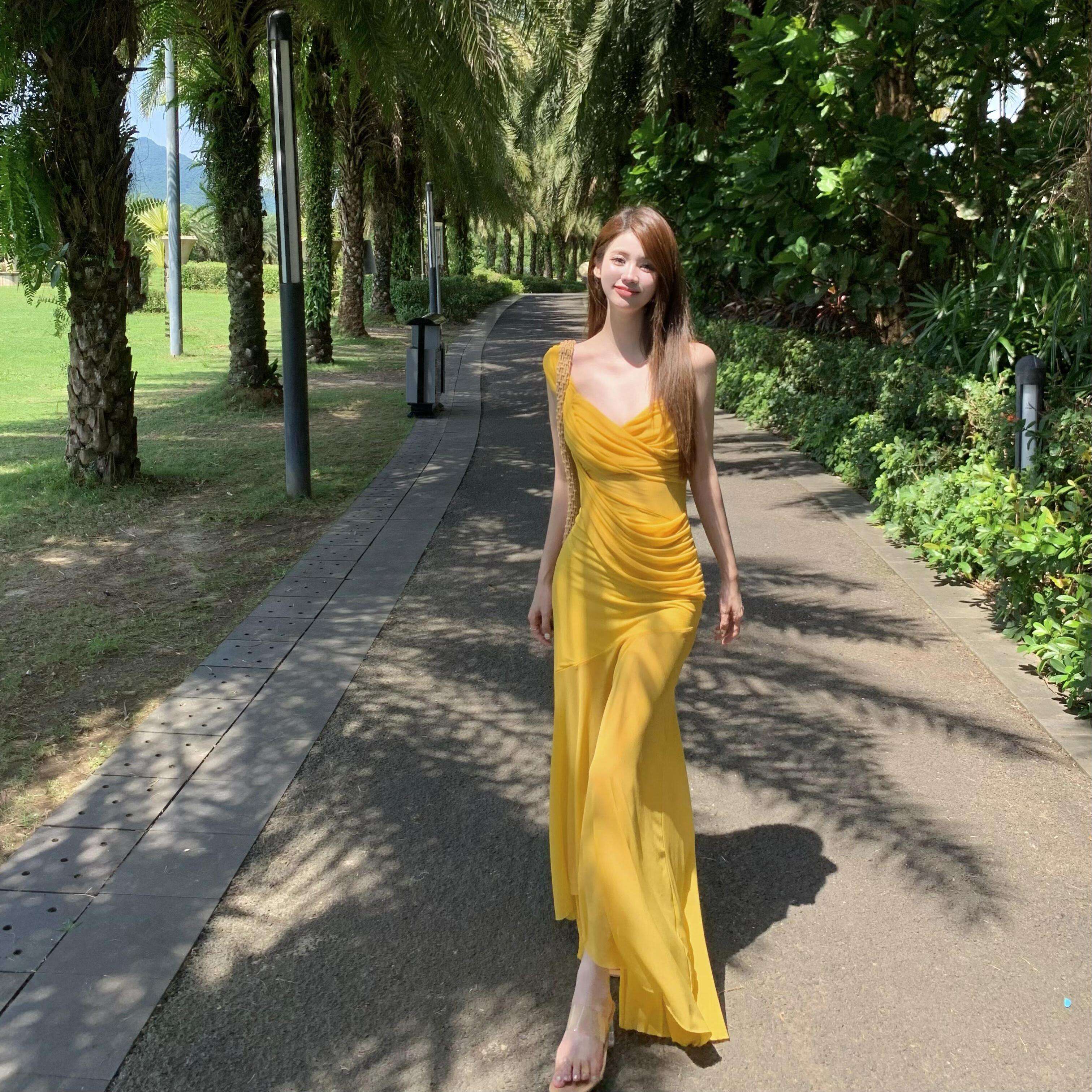 優美なマーメイドチュニックロングワンピース