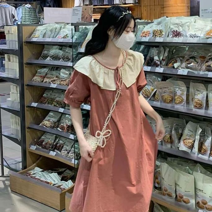 フリルカラーチュニックワンピース