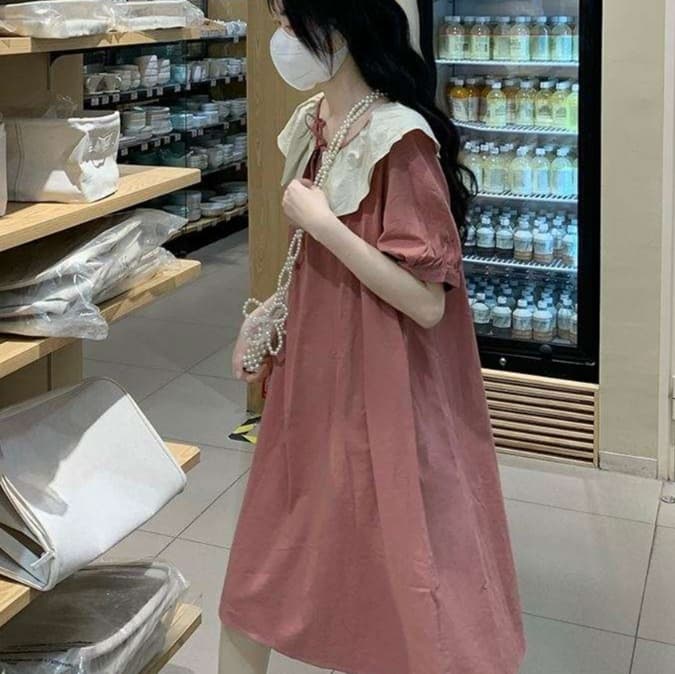 フリルカラーチュニックワンピース