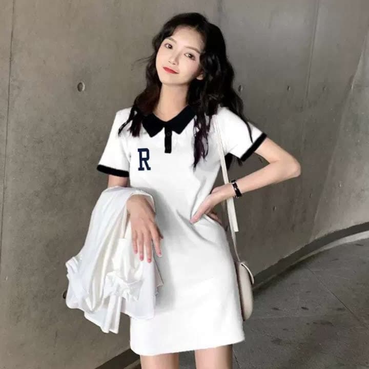 フリル襟チュニックワンピース