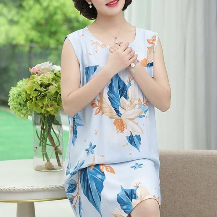 華やか優美ノースリーブチュニックワンピース