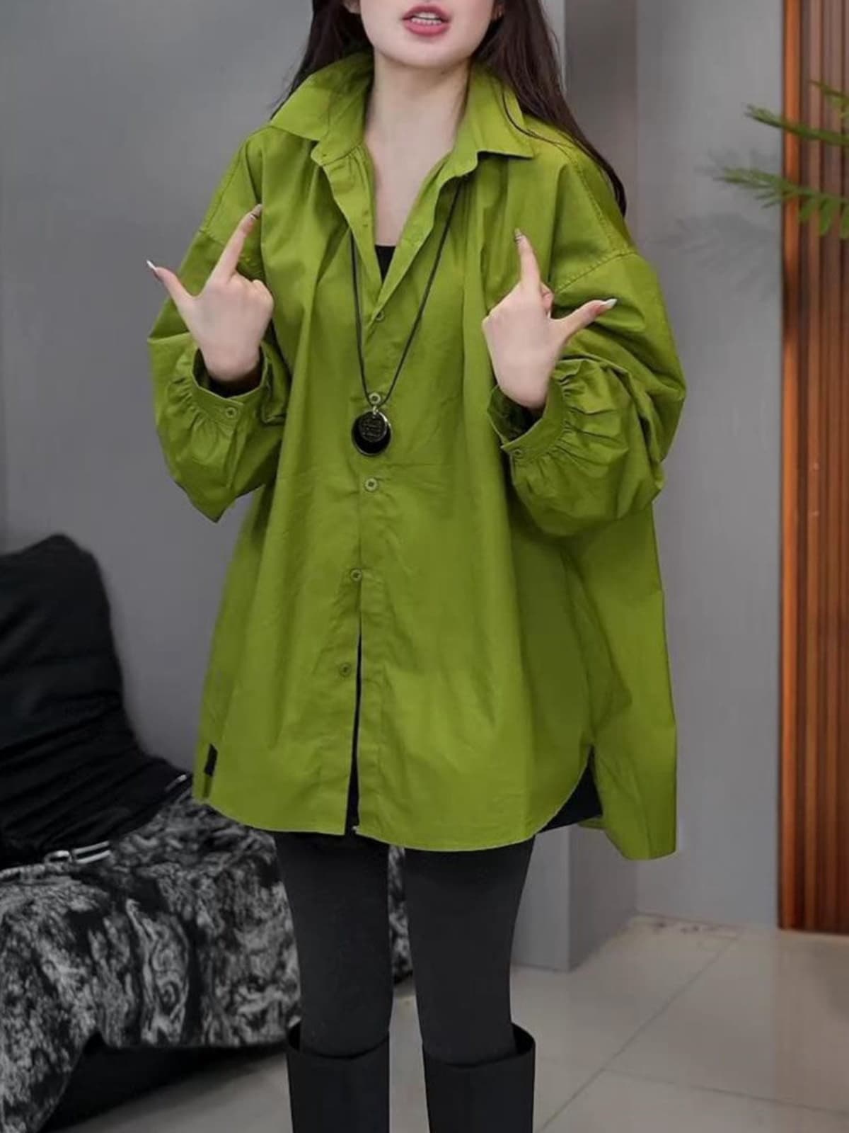 艶やか立体感ゆったりチュニックシャツ