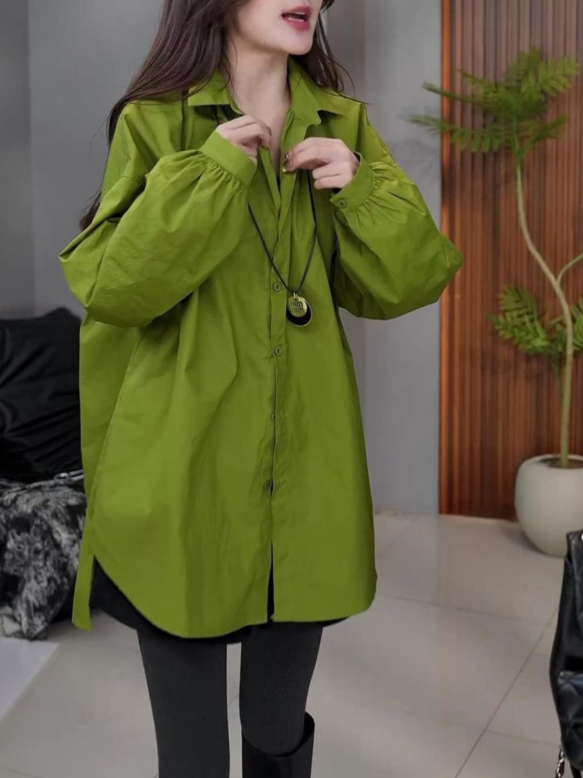 艶やか立体感ゆったりチュニックシャツ