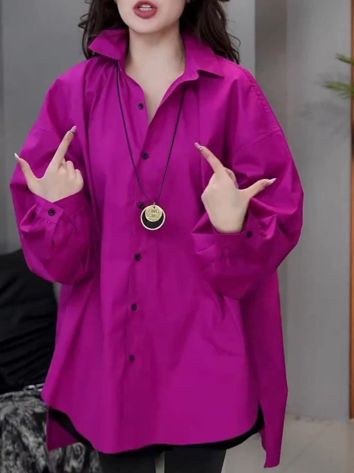 艶やか立体感ゆったりチュニックシャツ
